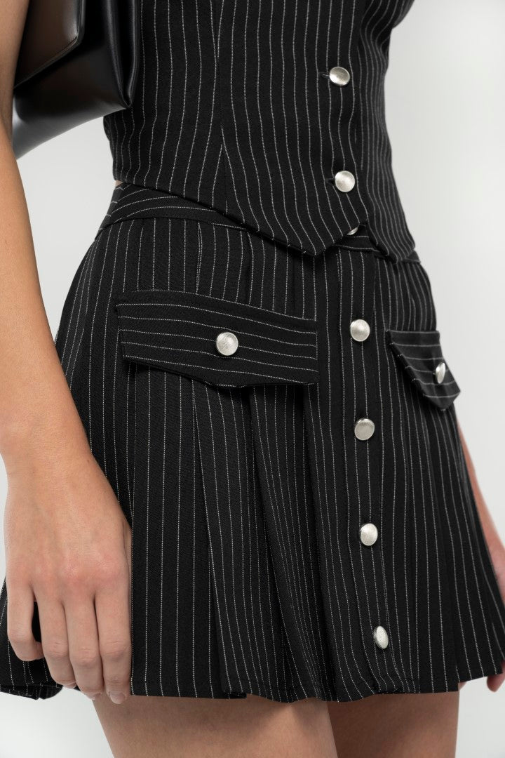 PIN STRIPED BLACK SKIRT