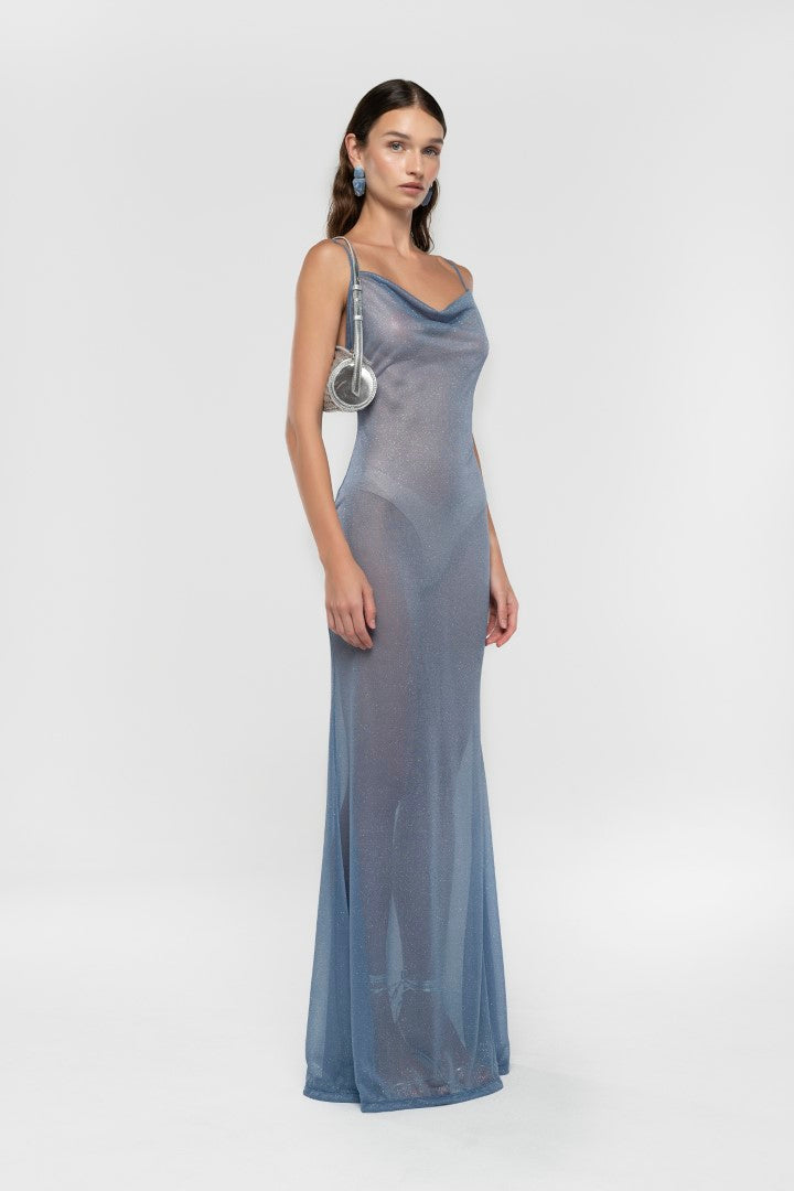 GLITTERY BLUE MAXI DRESS